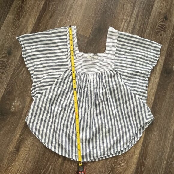 Madewell women's striped butterfly sleeve tweed short sleeve cotton - Picture 8 of 9